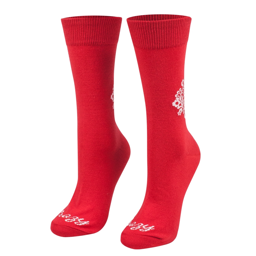 Ponožky červené ľudové srdiečko 