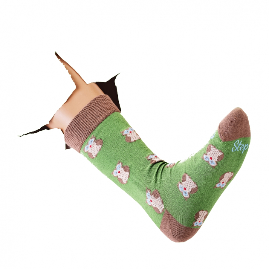 Detské ponožky sovička zelená 